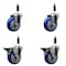 Service Caster 4'' Blue Poly Wheel Swivel 7/8'' Expanding Stem Caster Set 2 Brakes, 4PK SCC-EX20S414-PPUB-BLUE-2-PLB-2-78 - alternate 1